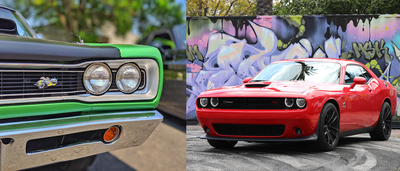 dodge vehicles in a garage