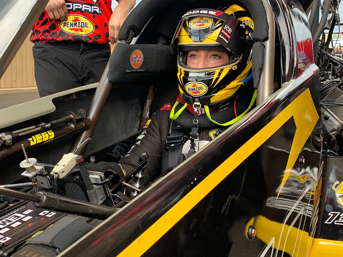 Leah Pritchett in her top fuel dragster