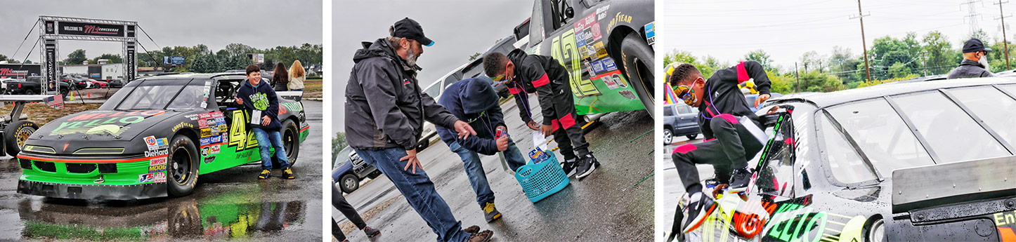 Kids with a race car