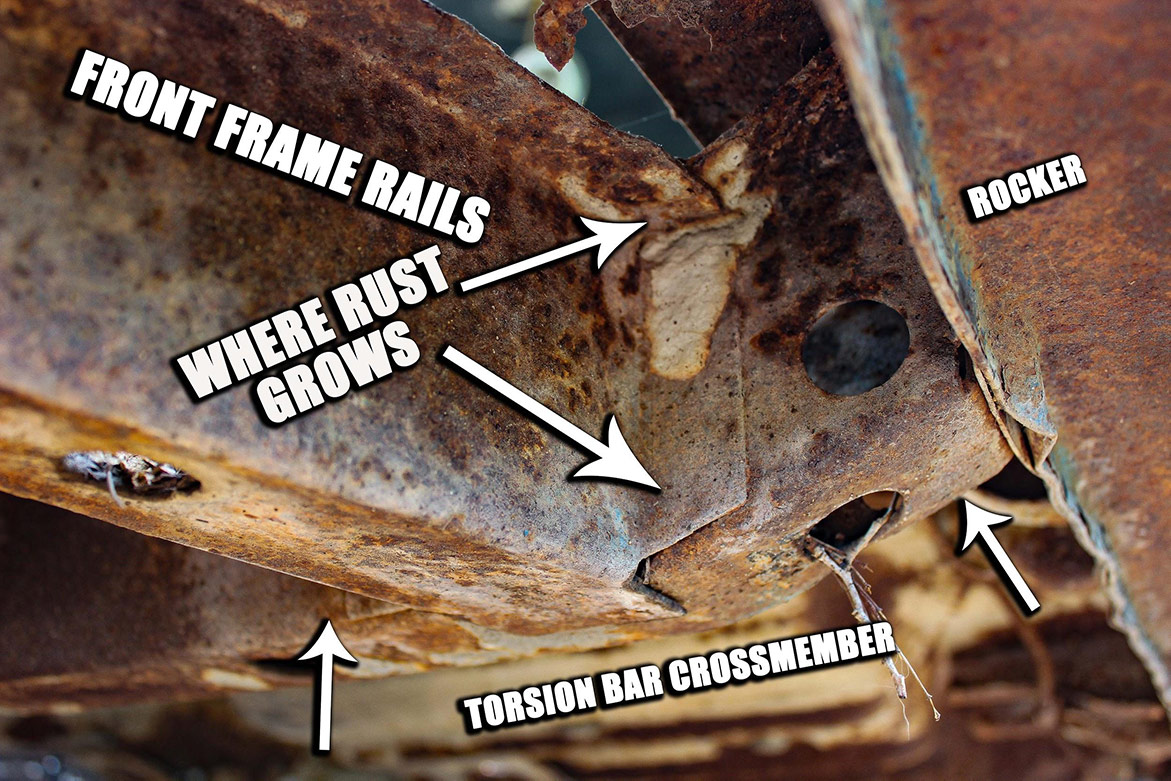 rusted parts of decrepit plymouth vehicle