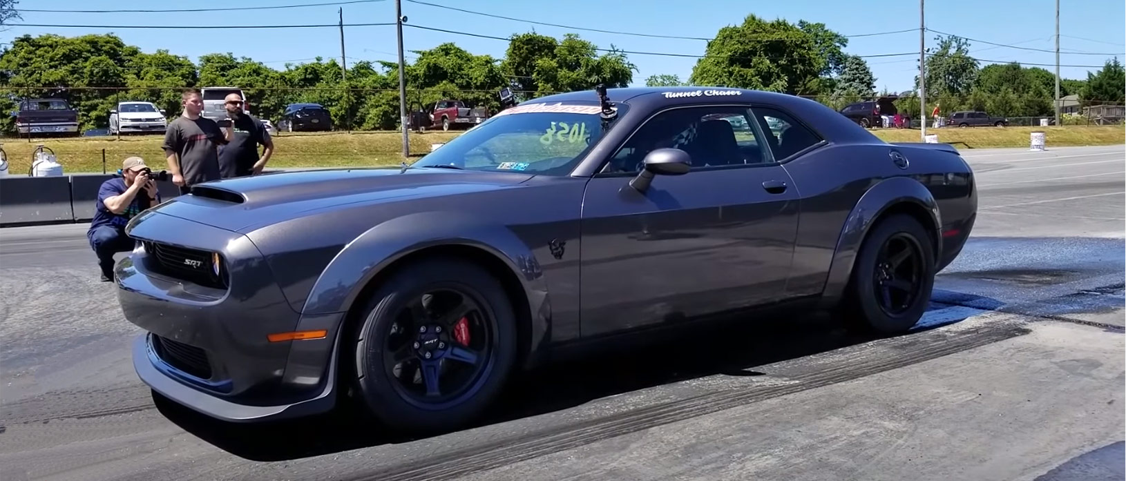 dodge vehicle on a drag strip