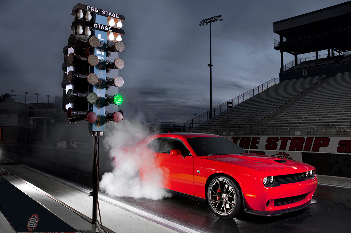 dodge challenger doing a burnout 