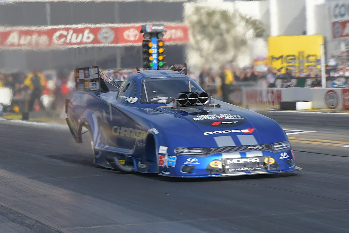 Funny car on the drag strip