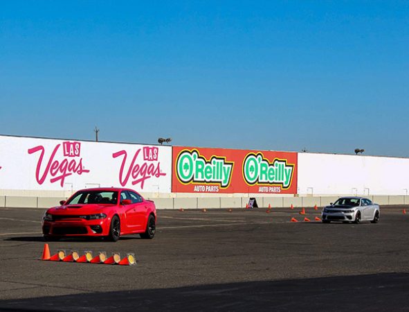 charger widebodies on a driving course