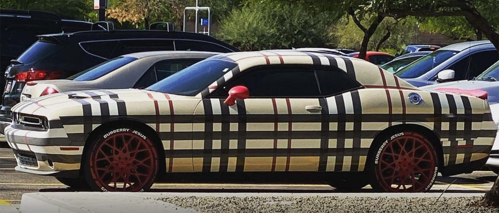 burberry patterned dodge challenger