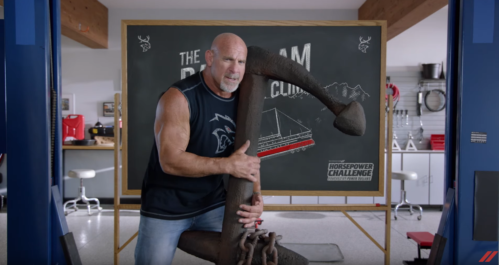 Goldberg holding an anchor