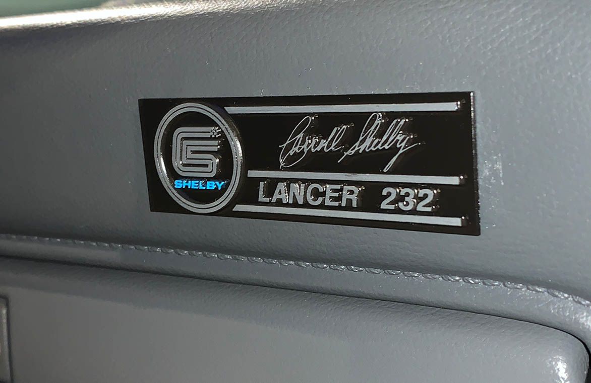 Shelby Lancer dashboard badge
