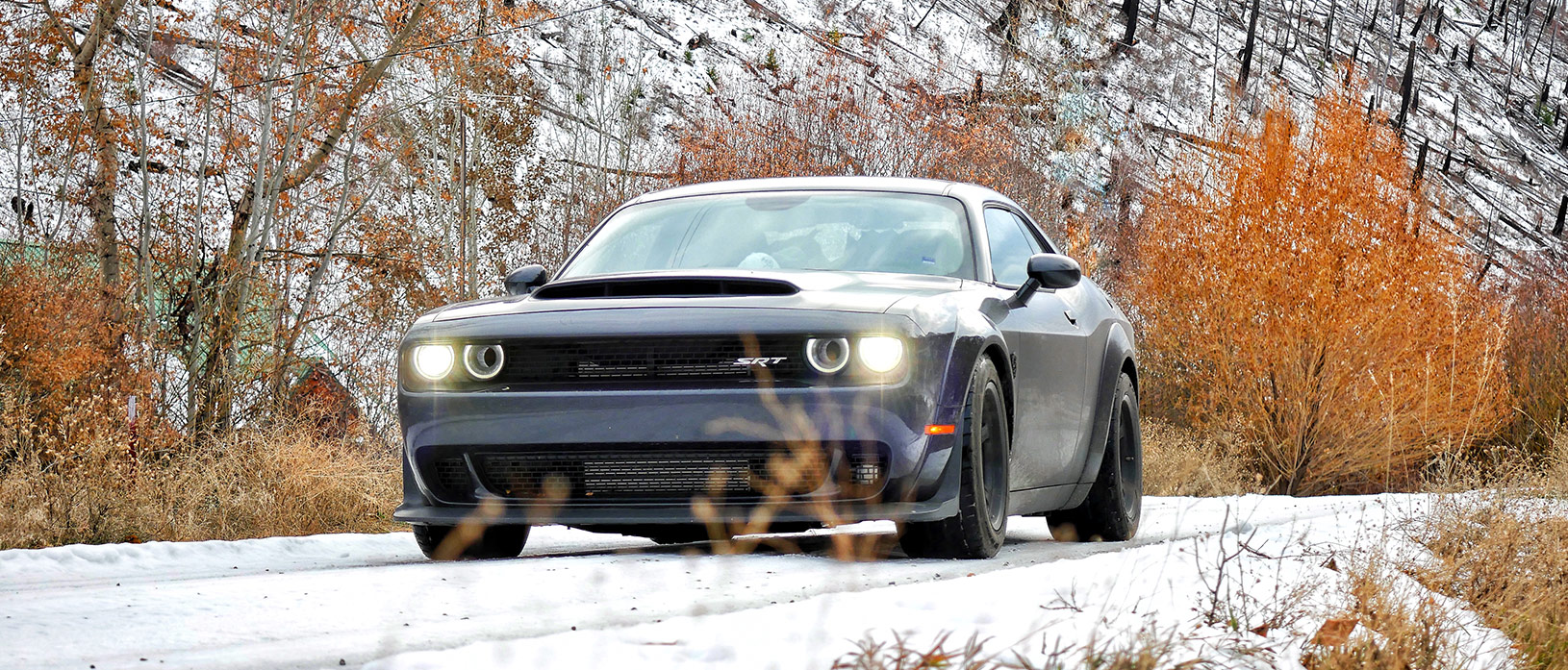 Challenger on snow covered road