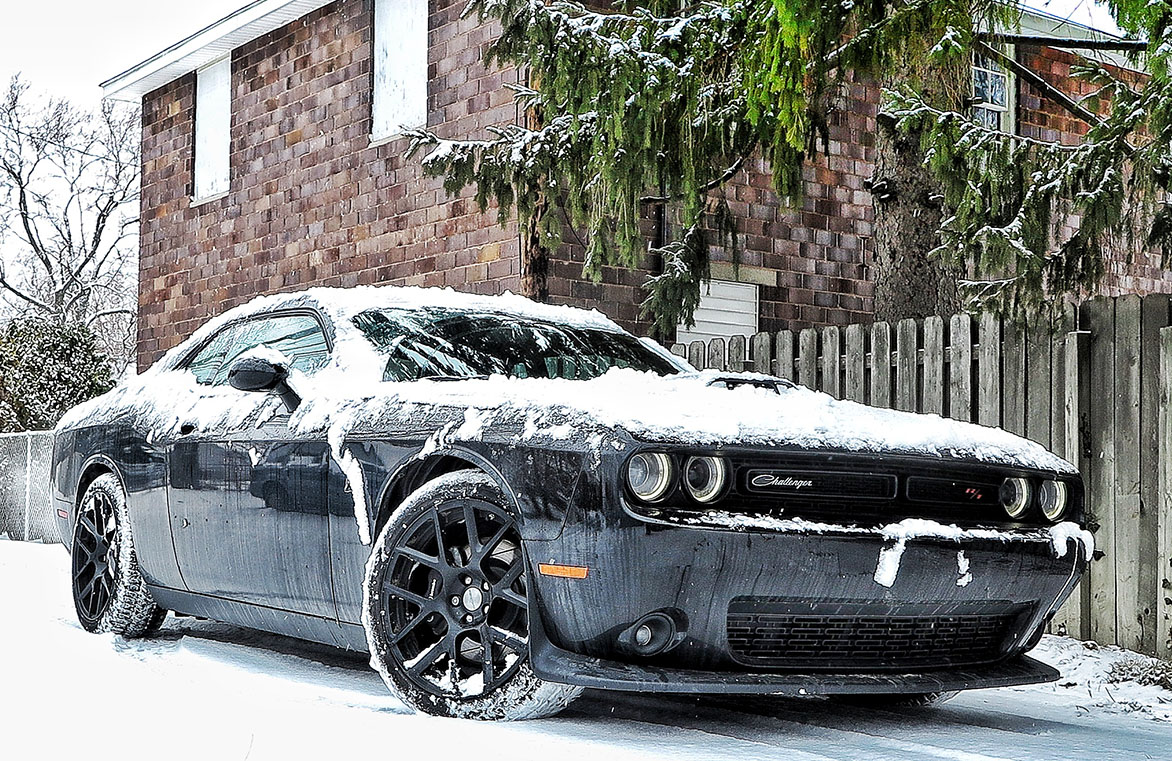 Dodge Challenger R/T snow covered