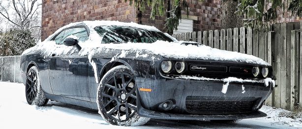 Dodge Challenger R/T snow covered