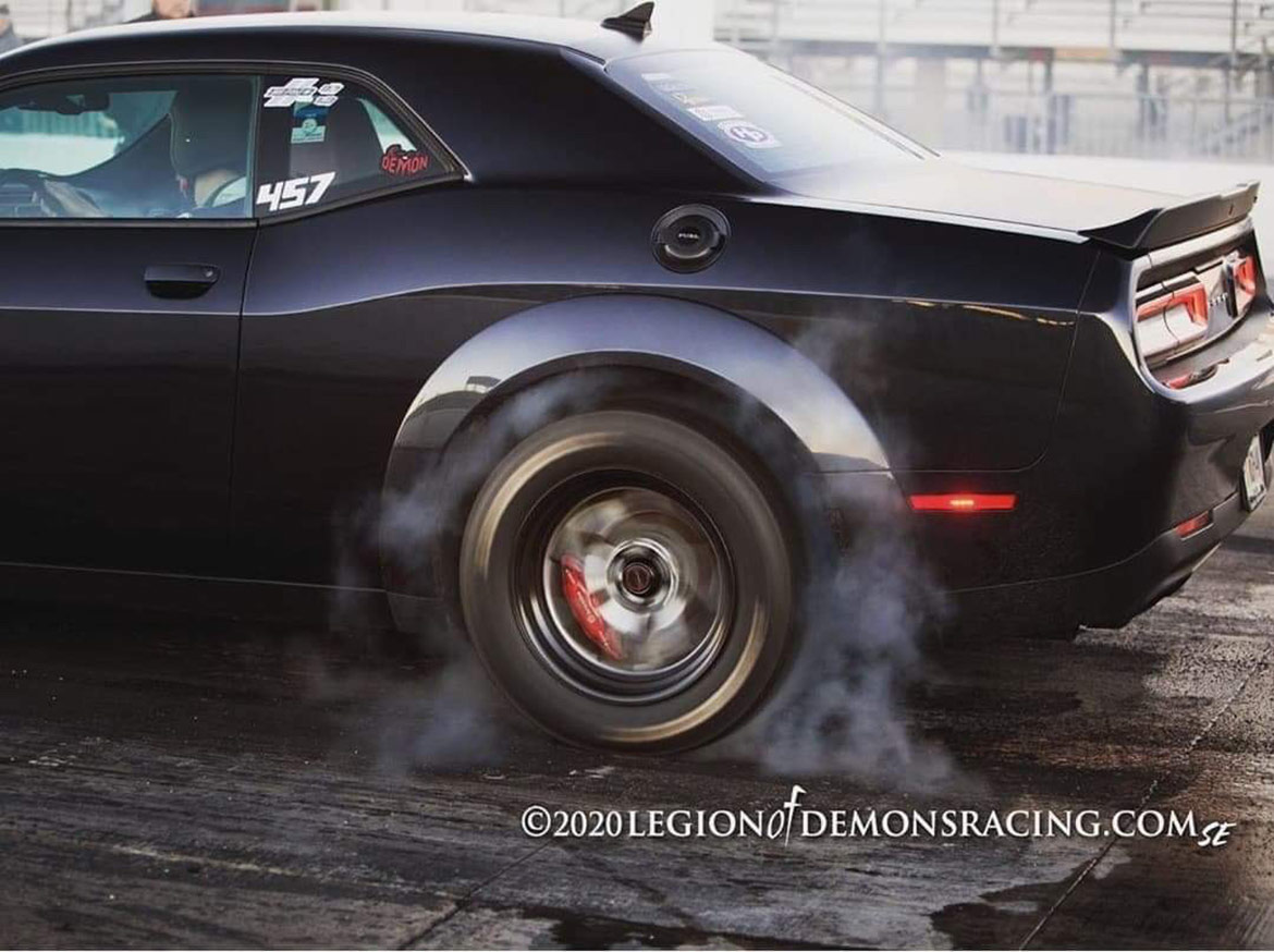 Dodge vehicle doing a burnout