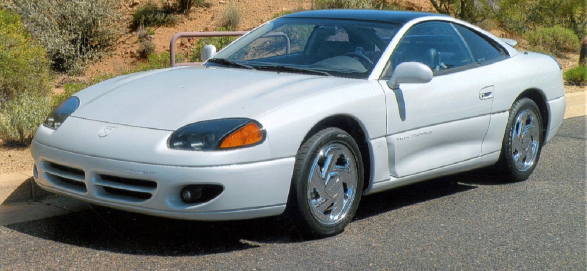 Side view of white Dodge Stealth