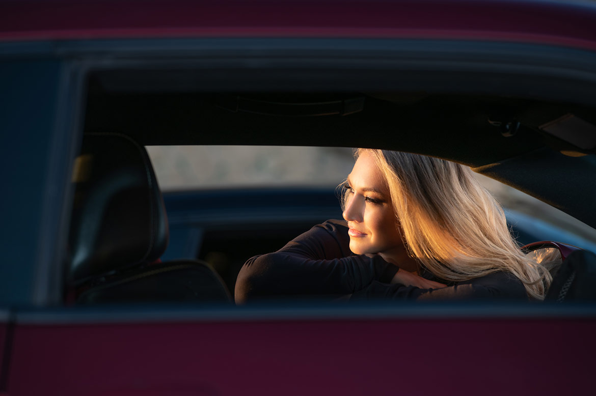 Woman sitting in a car