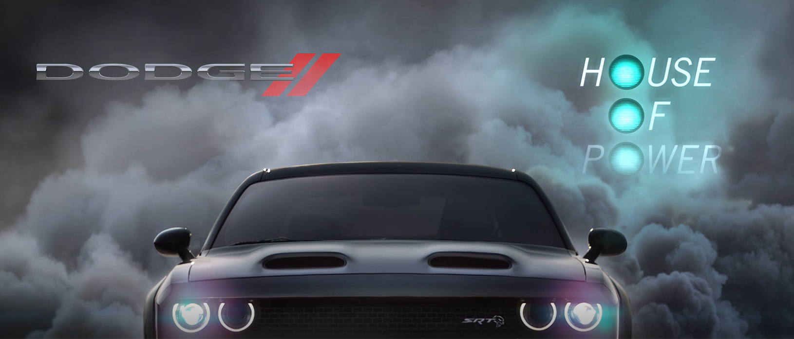 Challenger SRT Hellcat with smoke behind it