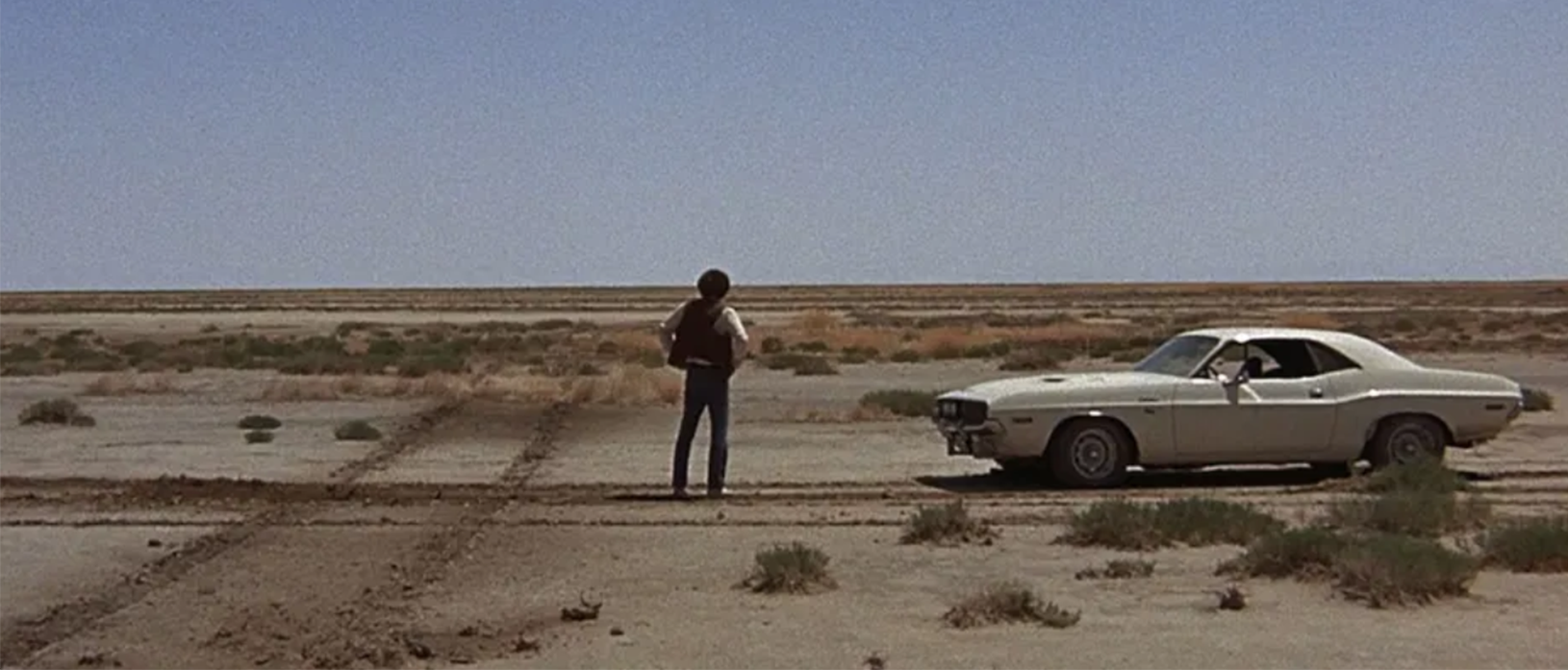 Man and car in the desert