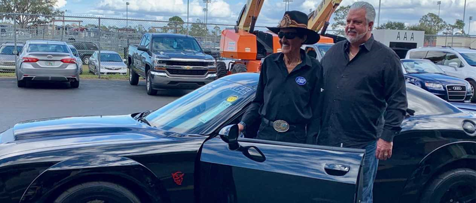 Richard Petty and another man with Petty's Demon