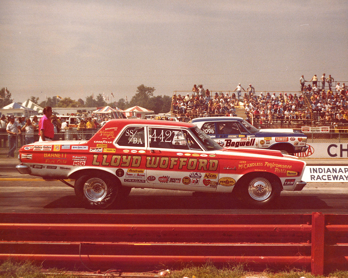 plymouth vehicle on a drag strip