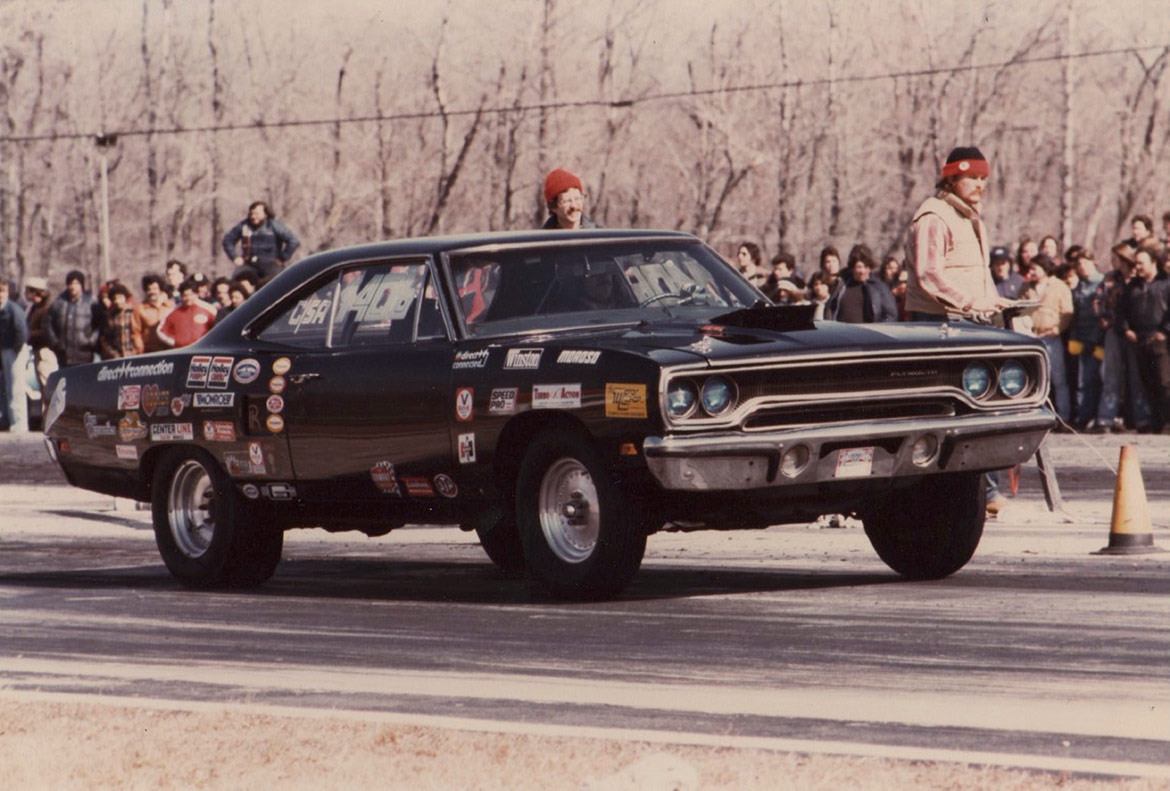 old picture vehicle on a drag strip