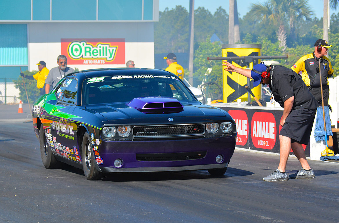 dodge challenger on a drag strip