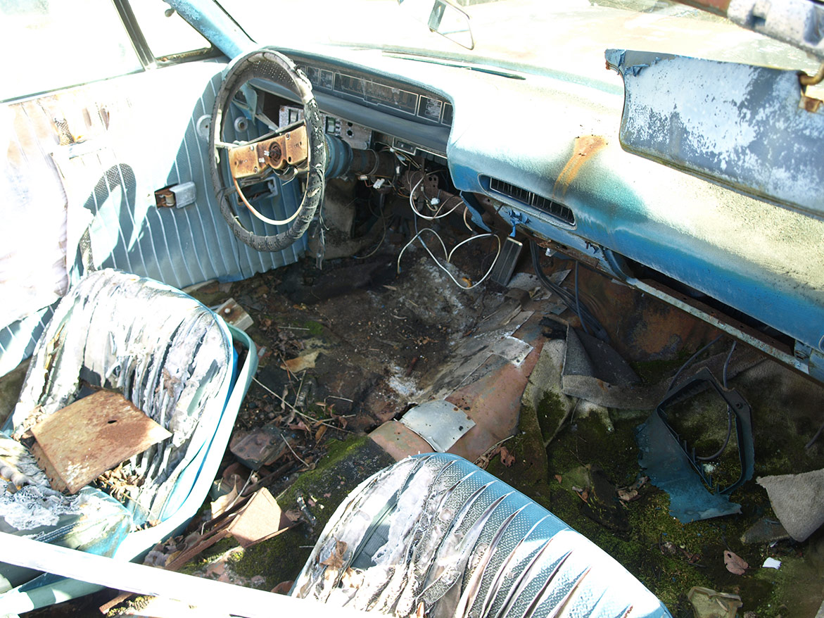 discarded vehicle interior