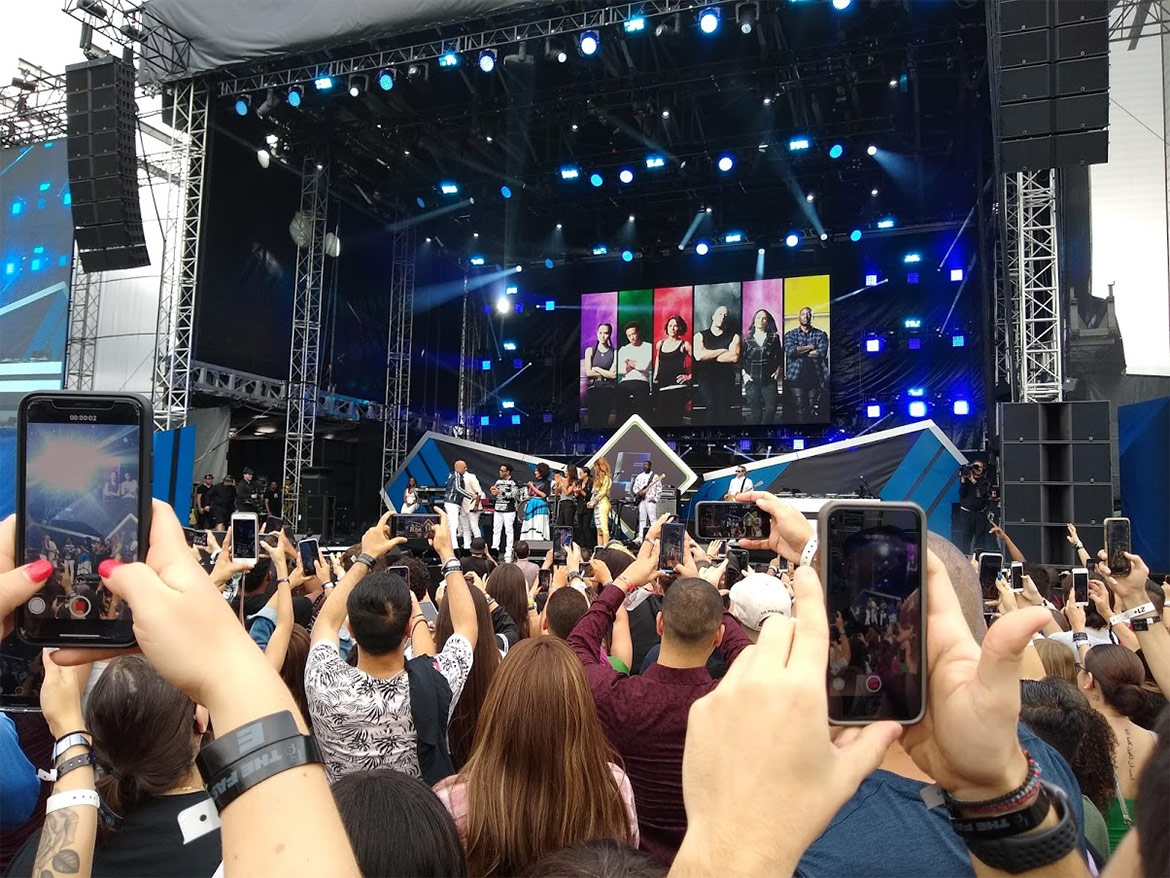 Crowd in front of the event stage