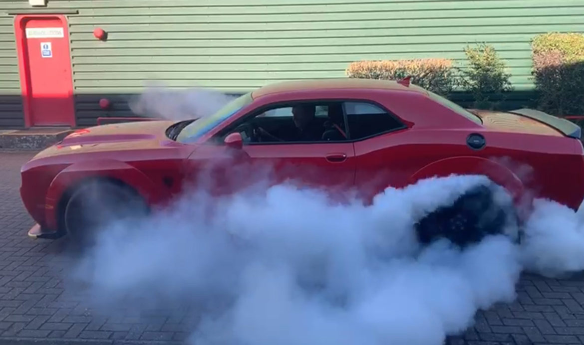 dodge vehicle doing a burnout