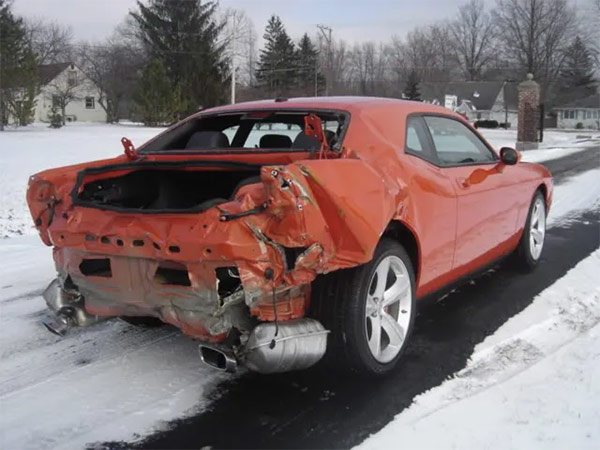 damaged back end of a vehicle