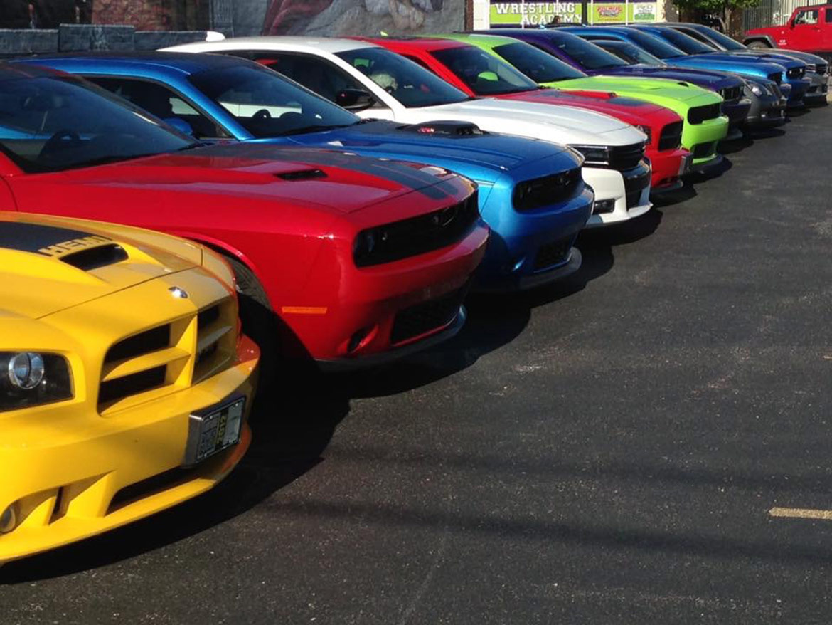 vehicles on display