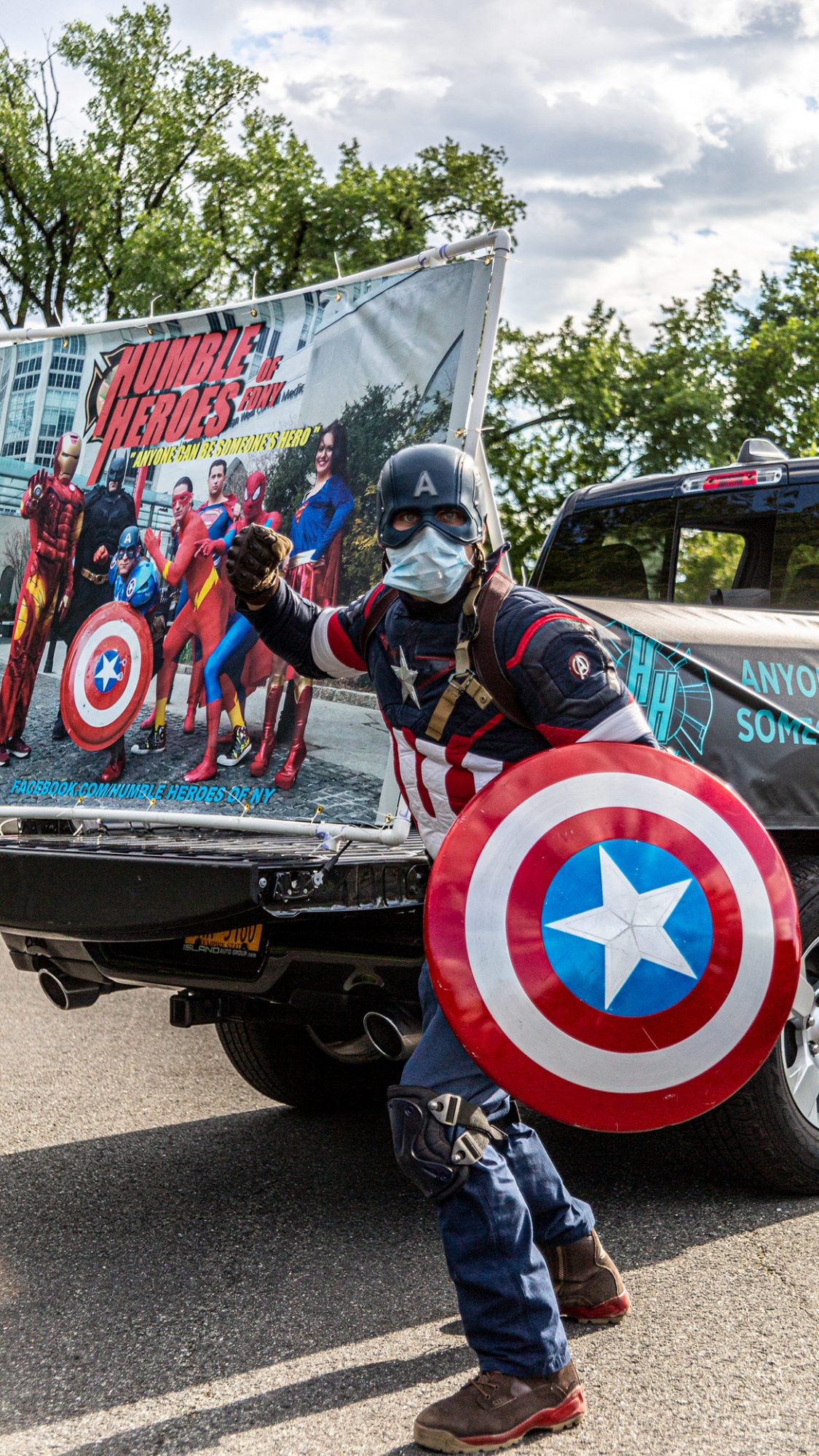 man wearing a Captain America costume