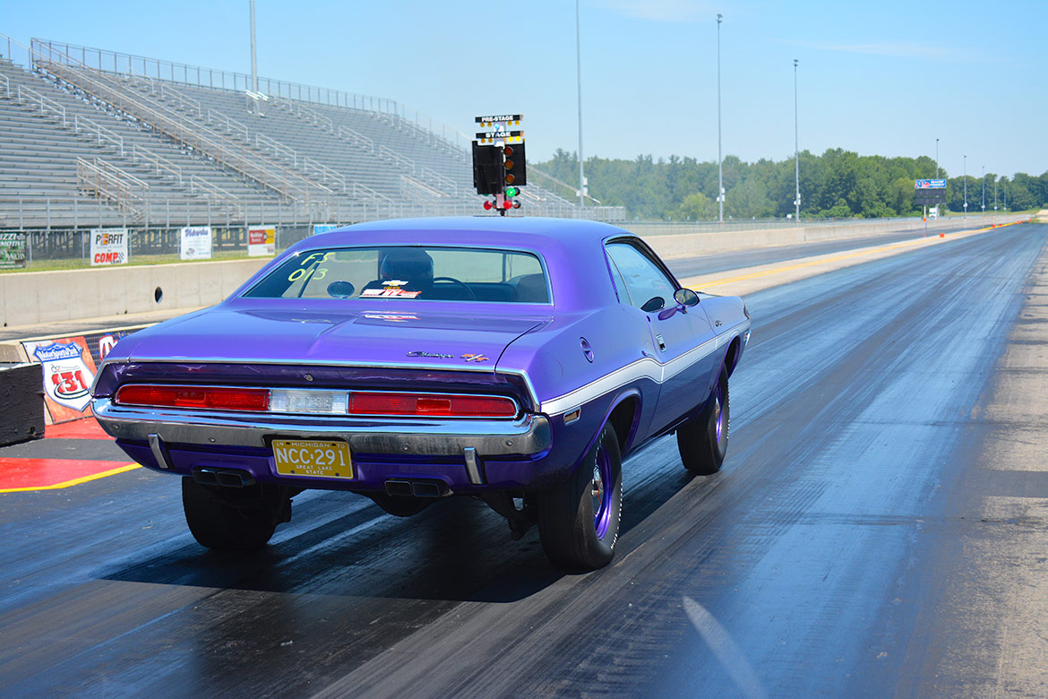 vehicle on a drag strip starting line