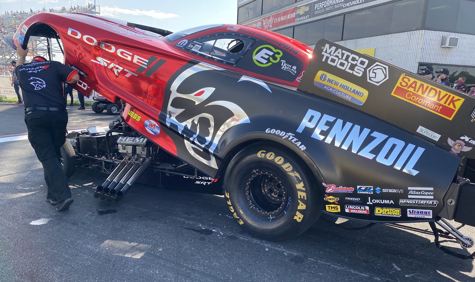 Matt Hagan preparing to race