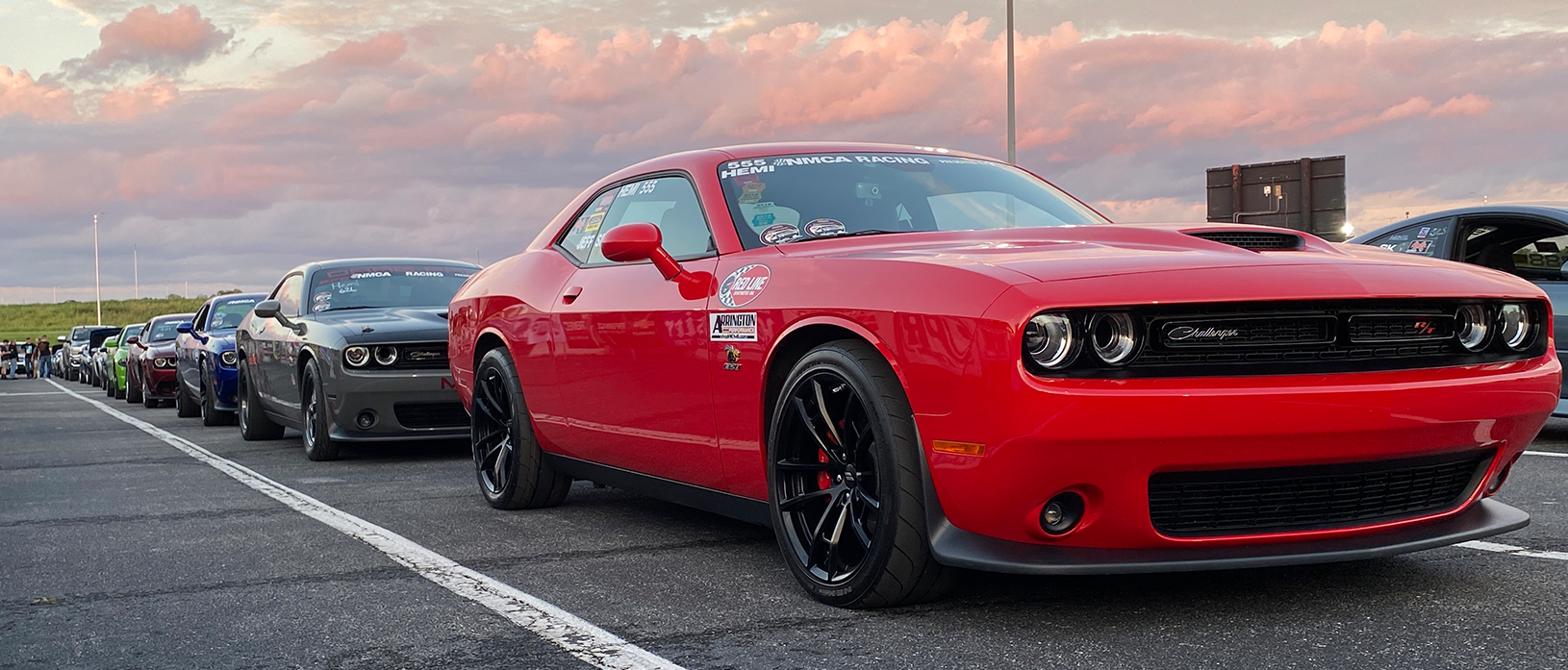 Dodge vehicles lined up in the staging lanes