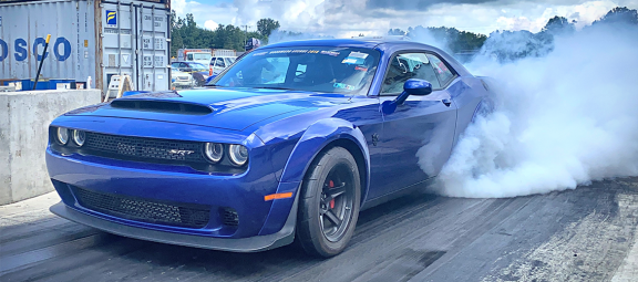 Blue Demon doing a burnout