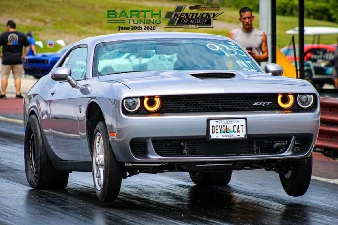 dodge vehicle on a drag strip