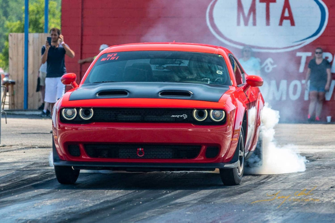 Dodge vehicle doing a burnout