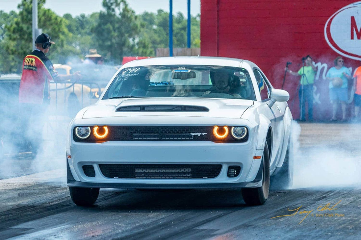 Dodge vehicle doing a burnout