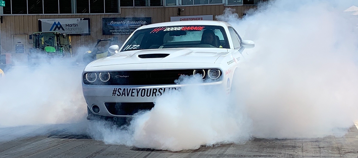 Dodge Challenger doing a burnout