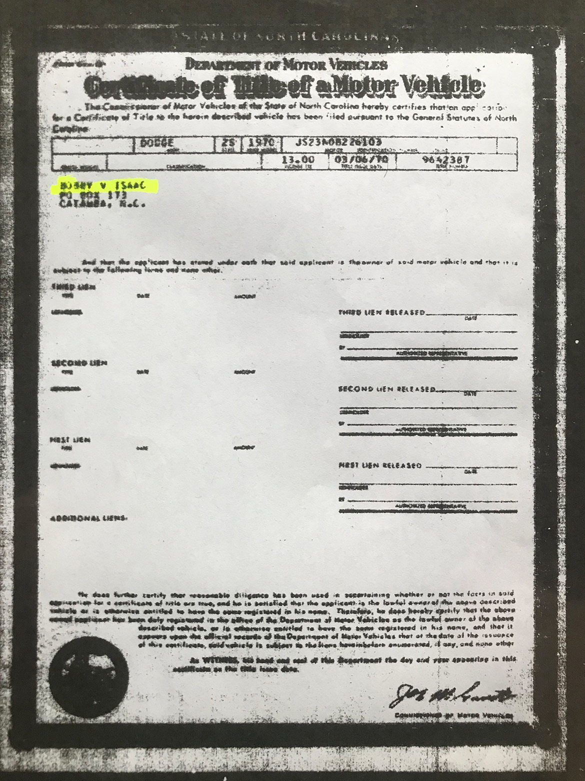 vehicle paperwork