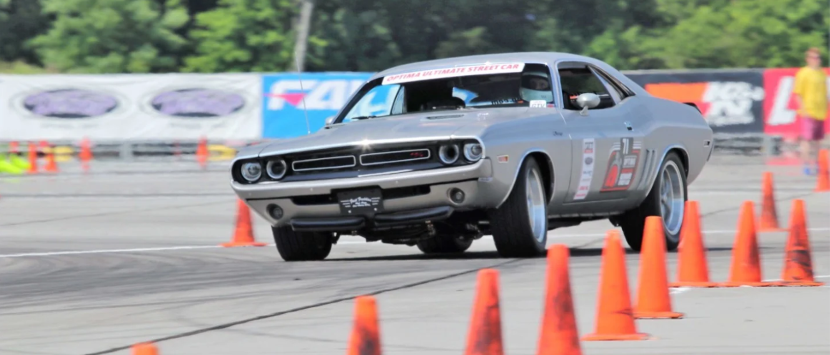 vehicle weaving through cones