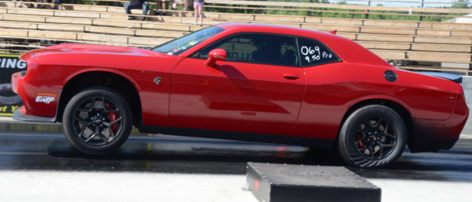 Dodge Challenger on a drag strip