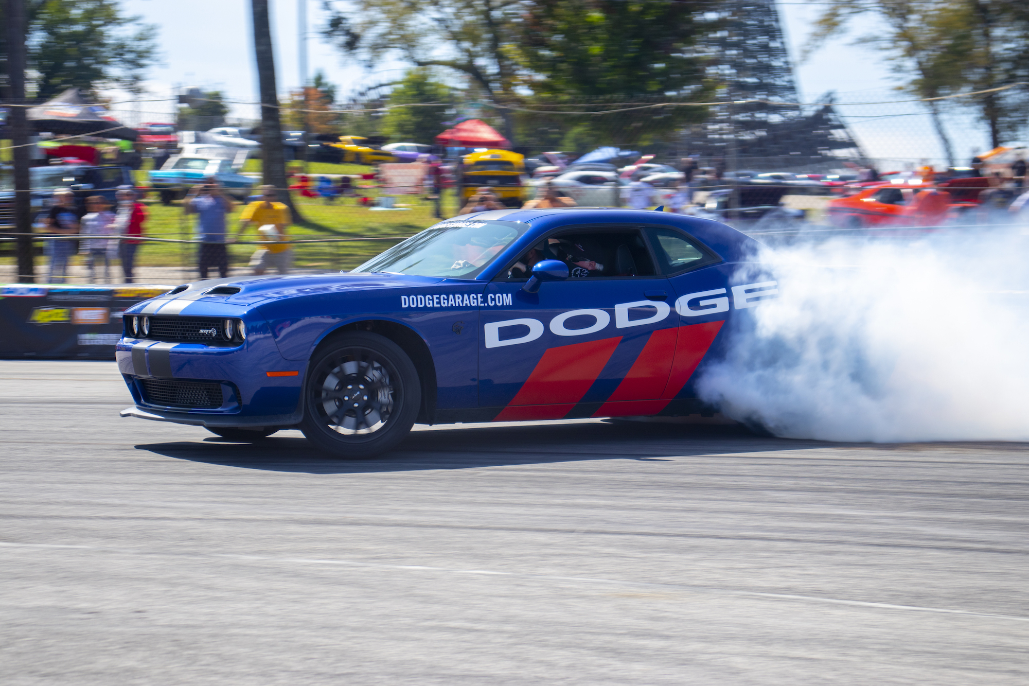 Challenger doing a burnout