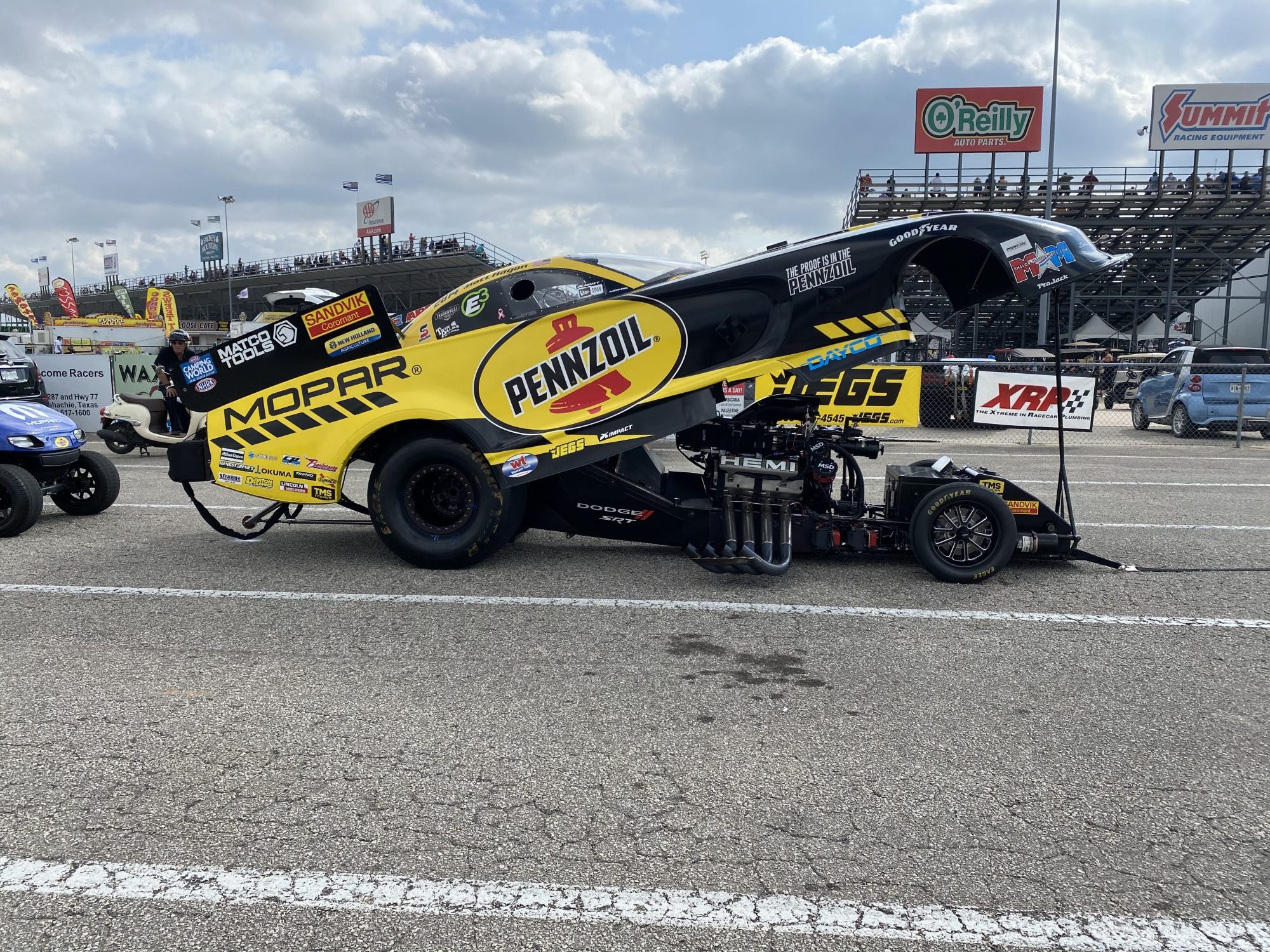 Matt Hagan's car waiting to race