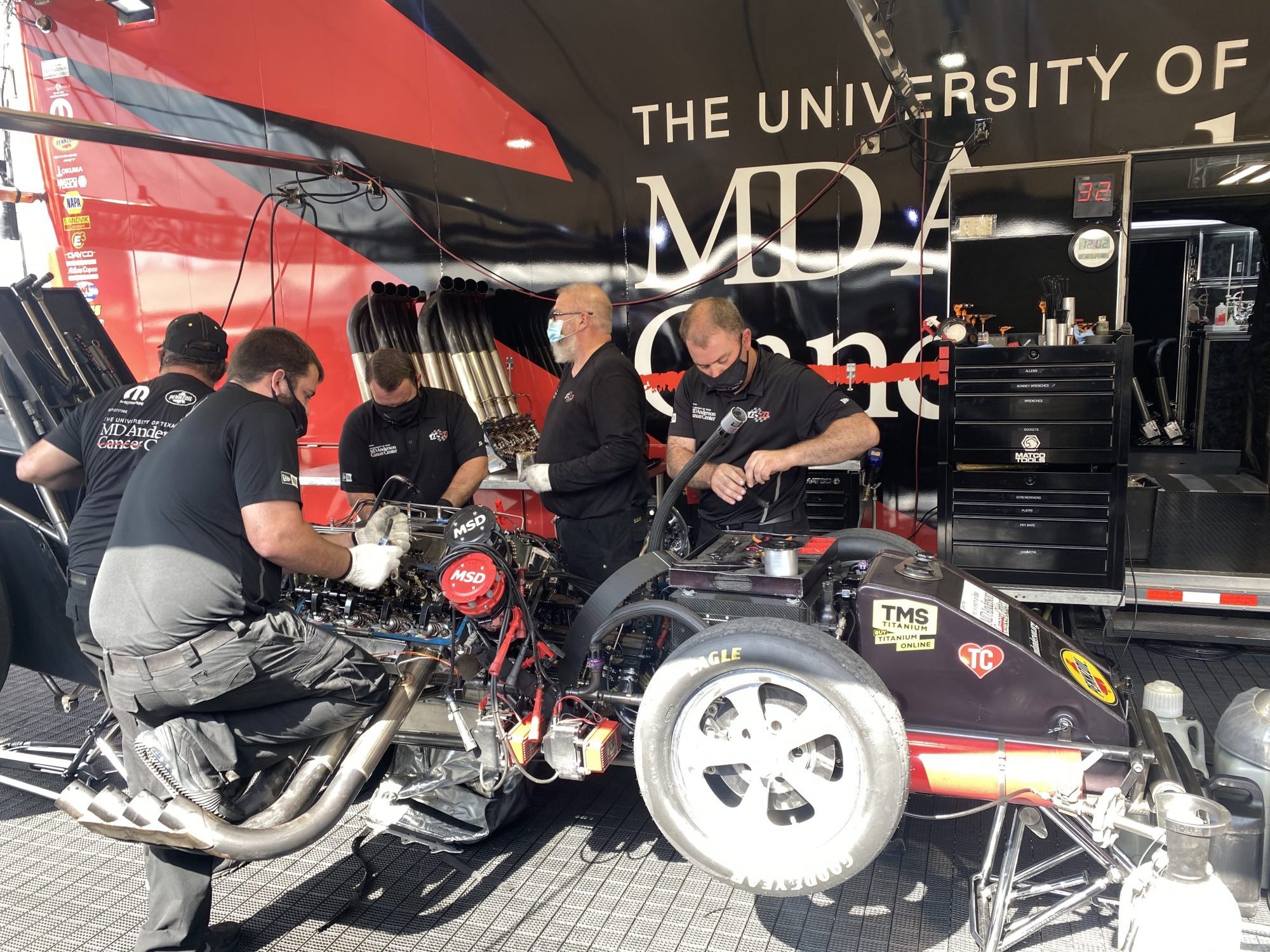 Tommy Johnson Jr's team working on his car