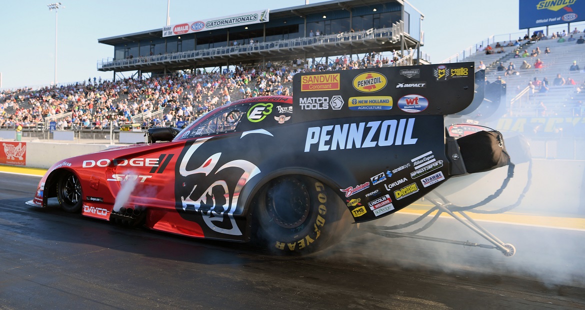 Matt Hagan's funny car doing a burnout