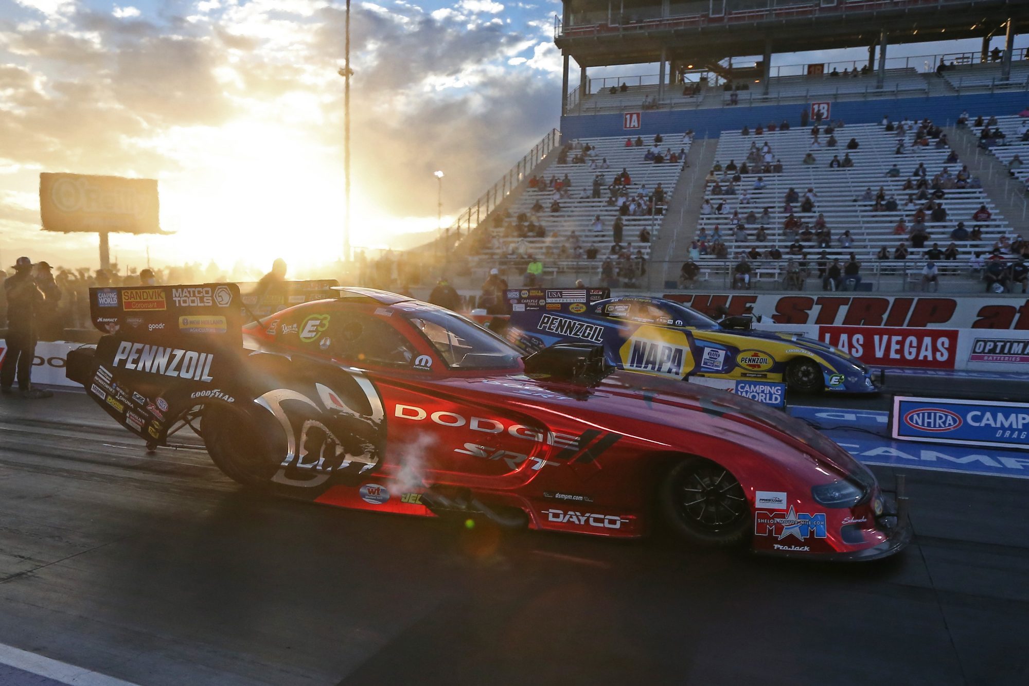 Matt Hagan and Ron Capps racing