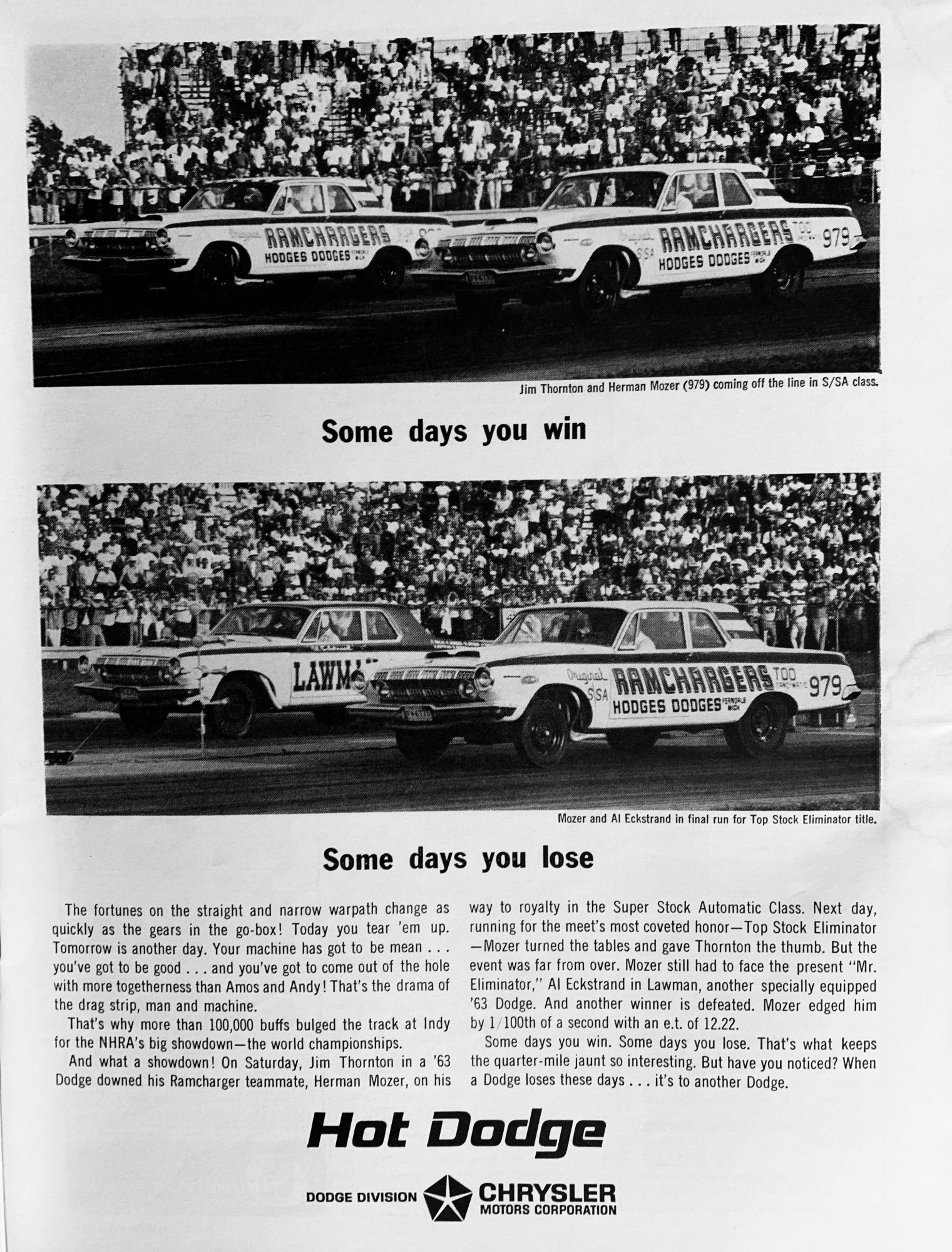 Super Stock Dodge advertisement