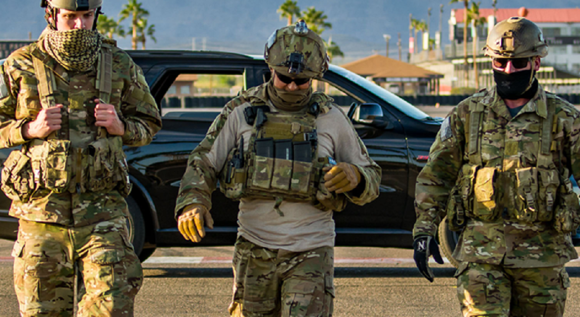 Military men walking to their tactical class at Bondurant