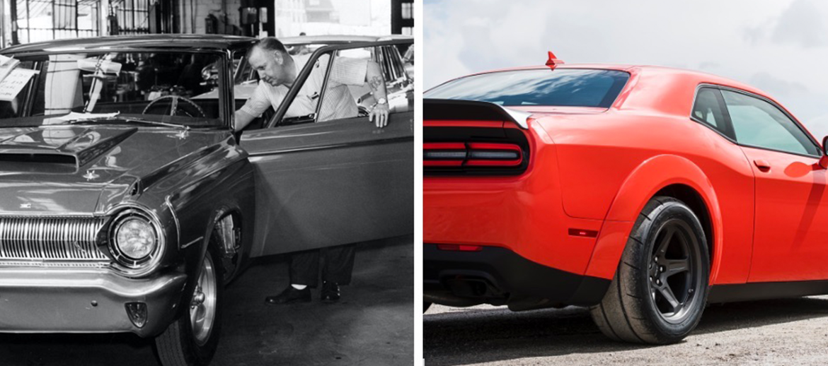 man working on the assembly line and a Challenger