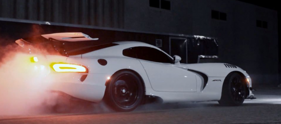 Dodge Viper doing a burnout