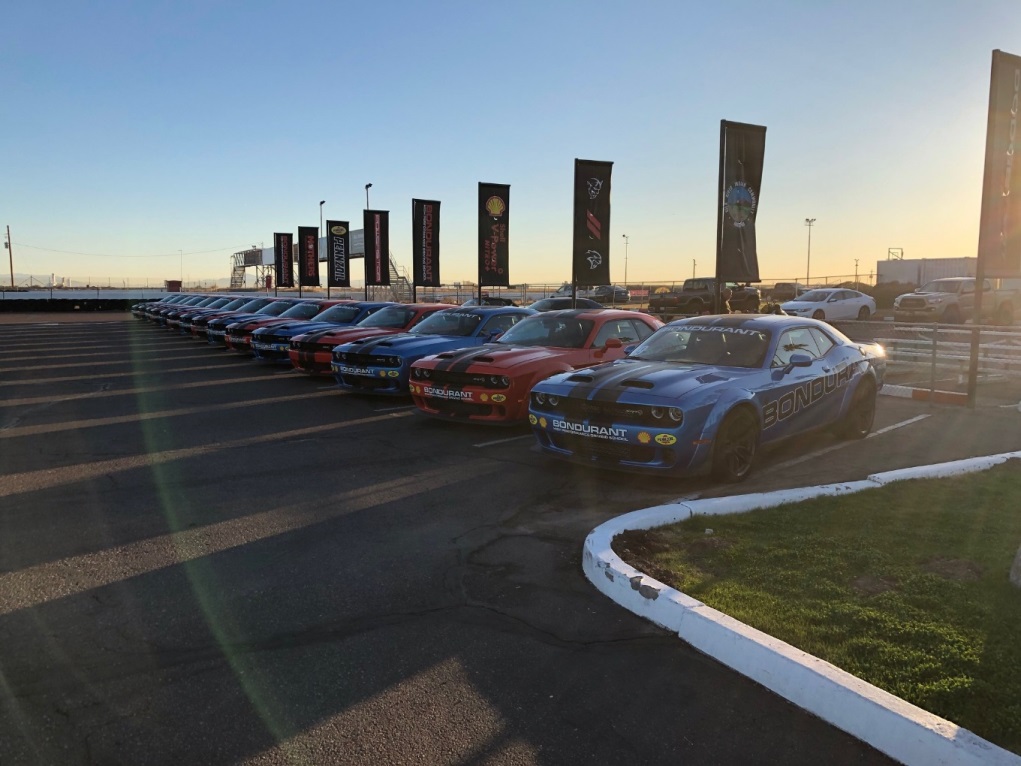 Row of Bondurant Challengers and Chargers